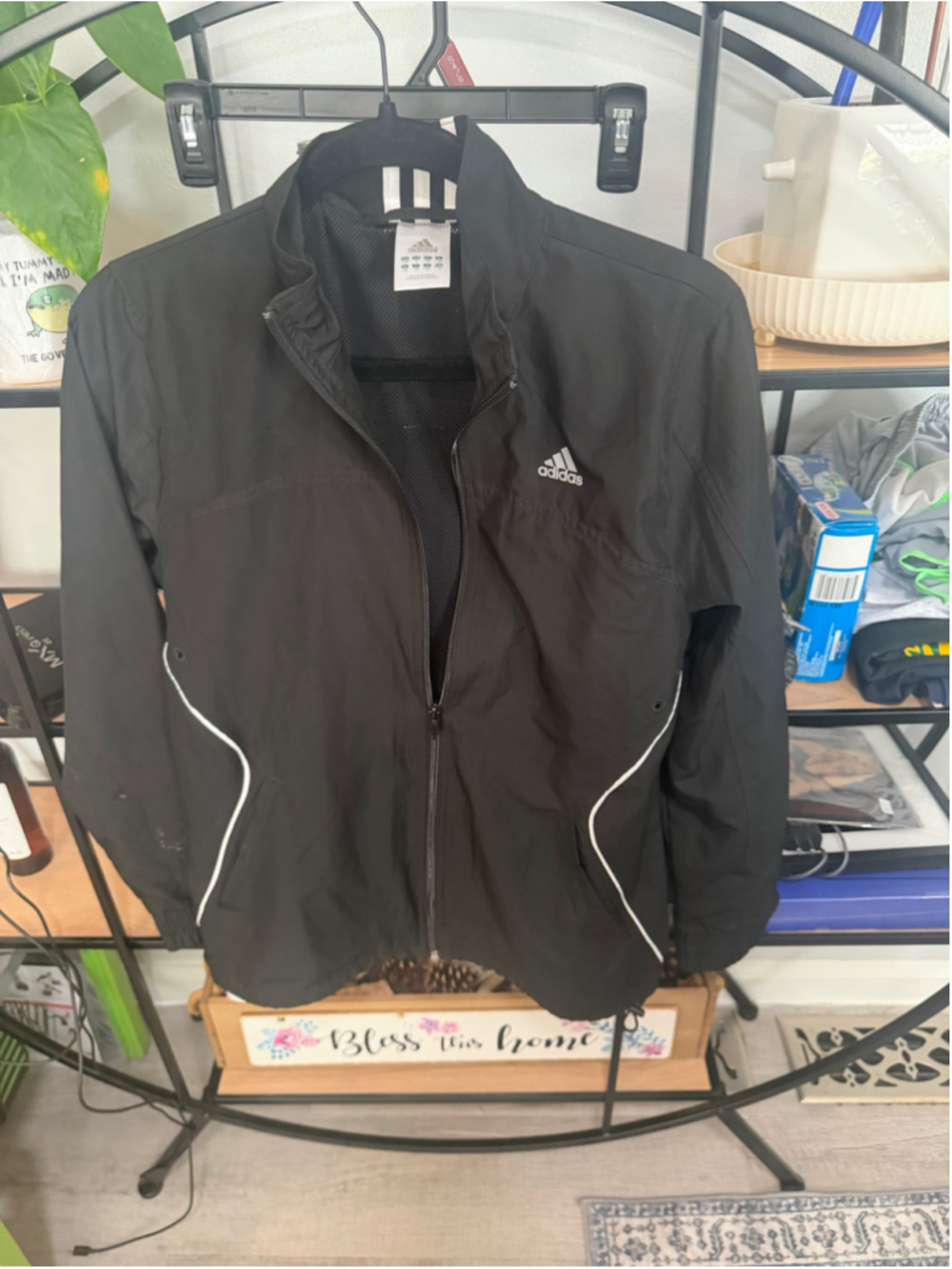 womans Adidas Black and White Lightweight Track Jacket Size S